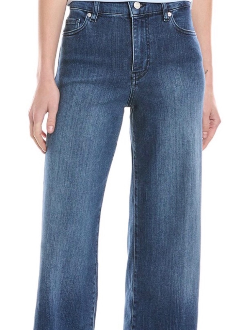 Frame Denim Wide Leg Flare Jeans in Medium Blue Wash